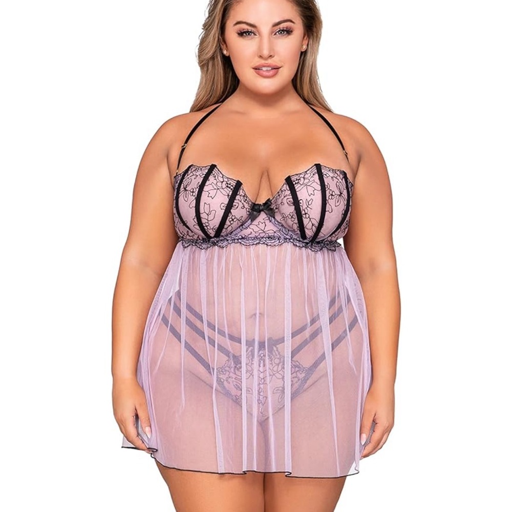 Dreamgirl Women's Lavender Babydoll Dress 2x